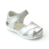 Angel Girls Silver Cross Strap Leather Sandal - Babychelle.com