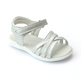 Angel Girls Silver Leather Cross Strap Sandals - Babychelle.com