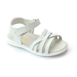 Angel Girls White Leather Cross Strap Sandals - Babychelle.com