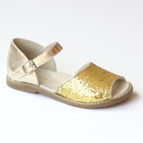 L'Amour Girls Glitter Gold Open Toe Sandal