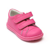 L'Amour Girls Fuchsia Double Velcro Leather Sneaker - Babychelle.com