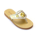 L'Amour Girls Gold Whipstitched Thong Sandal - Babychelle.com