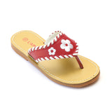 L'Amour Girls Red Whipstitched Thong Sandal - Babychelle.com