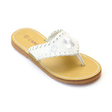 L'Amour Girls White Whipstitched Thong Sandal - Babychelle.com