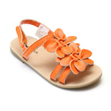 L'Amour Girls Orange Flower Blossom Triple Strap Sandal - Babychelle.com