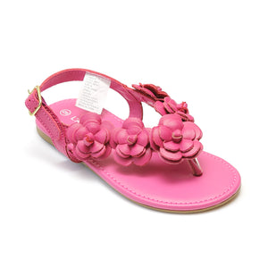 L'Amour Girls Fuchsia Flower Blossom Thong Sandal - Babychelle.com