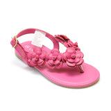 L'Amour Girls Fuchsia Flower Blossom Thong Sandal - Babychelle.com