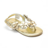 L'Amour Girls Gold Flower Blossom Thong Sandal - Babychelle.com