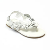 L'Amour Girls White Flower Blossom Thong Sandal - Babychelle.com