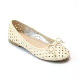 L'Amour Girls Cream Perforated Ballet Flats - Babychelle.com