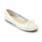 L'Amour Girls White Perforated Ballet Flats - Babychelle.com