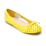 L'Amour Girls Yellow Perforated Ballet Flats - Babychelle.com