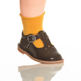 Mustard Socks with Brown Mary Janes