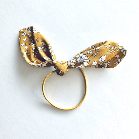 Rachel Liberty of London Bow Hair Tie in Mustard Floral Print - Babychelle.com