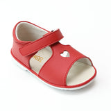 Angel Baby Girls Red Betsy Open Heart Leather Sandals - Babychelle.com