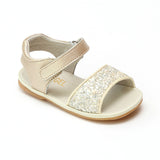 Angel Baby Girls Elise Glitter Champagne Open Toe Sandals - Babychelle.com