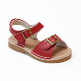 L'Amour Girls Olivia Red Buckled Open Toe Leather Sandals - Babychelle.com