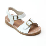 L'Amour Girls Olivia White Buckled Open Toe Leather Sandals - Babychelle.com