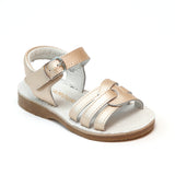 L'Amour Girls Peyton Mustard Braided Loop Leather Sandals - Babychelle.com