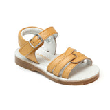 L'Amour Girls Peyton Mustard Braided Loop Leather Sandals - Babychelle.com