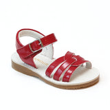 L'Amour Girls Peyton Patent Red Braided Loop Leather Sandals - Babychelle.com