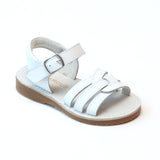 L'Amour Girls Peyton White Braided Loop Leather Sandals - Babychelle.com