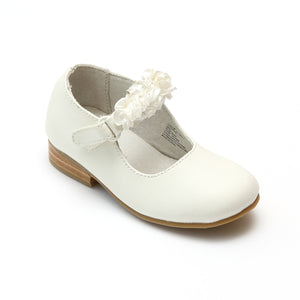 L'Amour Flower Girls White Flat with Rosettes - Babychelle.com