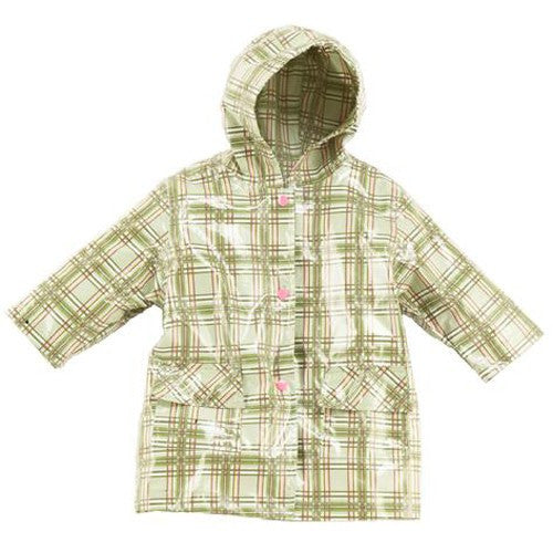 Pluie Pluie Girls RC - Green Plaid Rain Coat