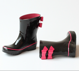 Pluie Pluie Girls Double Bow Black Rain Boots