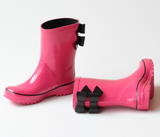 Pluie Pluie Girls Double Bow Fuchsia Rain Boots
