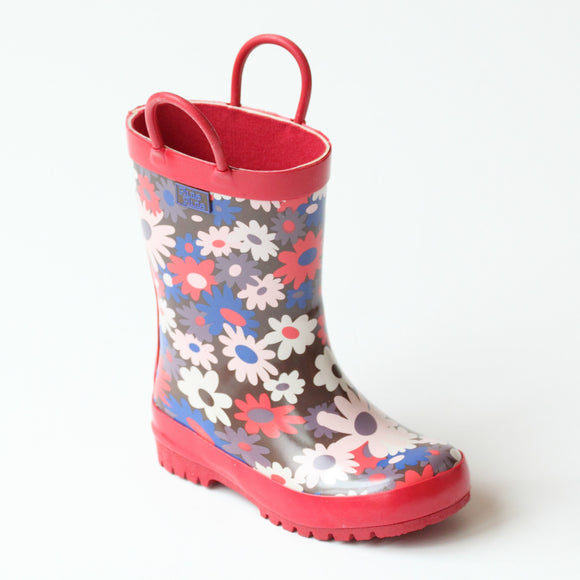 Pluie Pluie Girls RB - BF Brown Flower Rain Boots