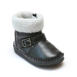 Angel Baby Girls Black Fleece Lined Ankle Boot - Babychelle.com