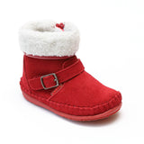 Angel Baby Girls Red Fleece Lined Ankle Boot - Babychelle.com