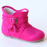 L'Amour Girls Fuchsia Sueded Ankle Boot