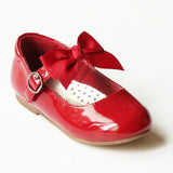 L'Amour Girls Red Grosgrain Bow Flat