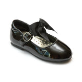 L'Amour Girls Black Grosgrain Bow Flat - Babychelle.com