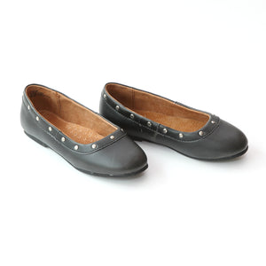 L'Amour Girls Round Studded Black Flats - Babychelle.com