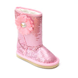 L'Amour Girls Pink Sequin Flower Boot - Babychelle.com