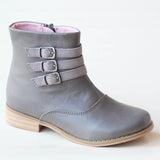 L'Amour Girls Gray Triple Buckle Accent Ankle Boot