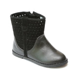 L'Amour Black Suede Perforated Ankle Boots - Babychelle.com