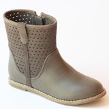 L'Amour Gray Suede Perforated Ankle Boots