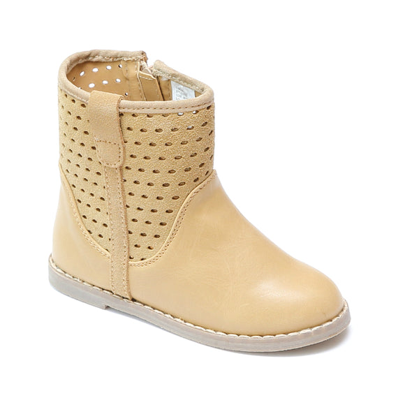 L'Amour Sand Suede Perforated Ankle Boots - Babychelle.com