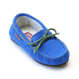 L'Amour Girls Blue Suede Moccasin Loafer - Babychelle.com