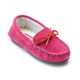 L'Amour Girls Fuchsia Suede Moccasin Loafer - Babychelle.com