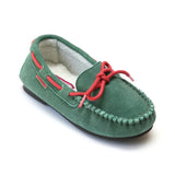 L'Amour Girls Green Suede Moccasin Loafer - Babychelle.com