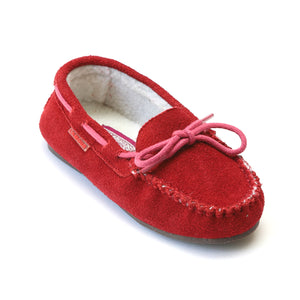 L'Amour Girls Red Suede Moccasin Loafer - Babychelle.com