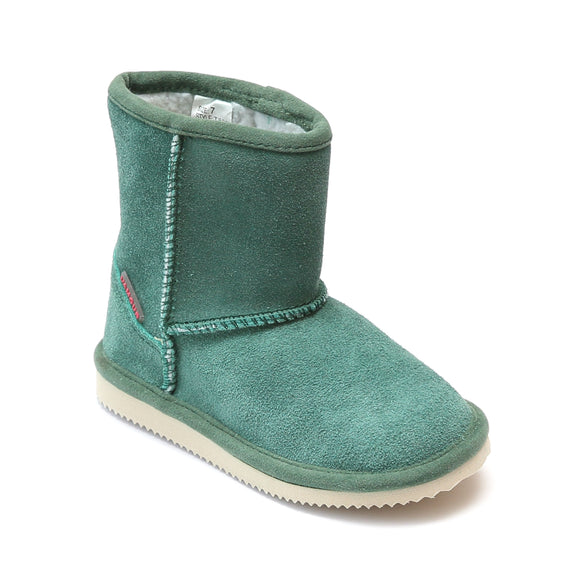 L'Amour Girls Green Faux Shearling Ankle Boot - Babychelle.com