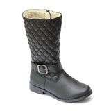 L'Amour Girls Black Quilted Buckle Tall Boots - Babychelle.com
