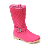 L'Amour Girls Fuchsia Quilted Buckle Tall Boots - Babychelle.com