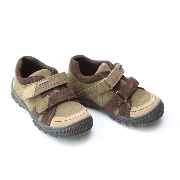 L'Amour Boys Khaki Two Tone Double Strap Sneaker - Babychelle.com